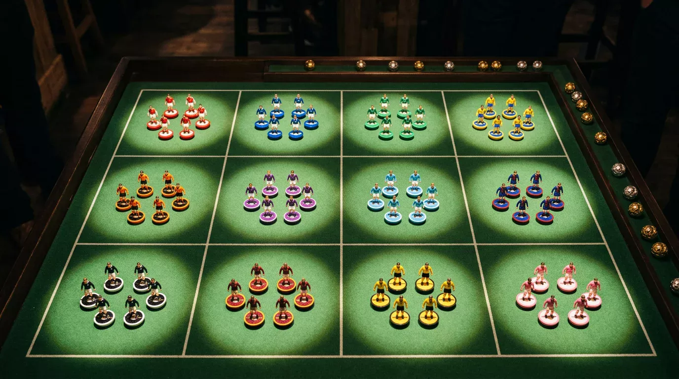 FIFA World Cup 2026 group stage schedule board showing Groups A through D with match dates