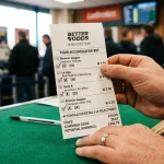 Betting slip showing a World Cup 2026 accumulator with multiple selections and combined odds