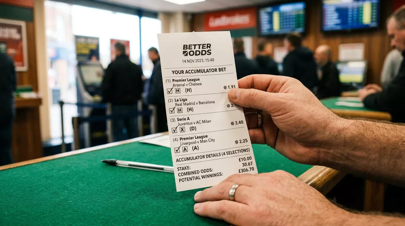 Betting slip showing a World Cup 2026 accumulator with multiple selections and combined odds